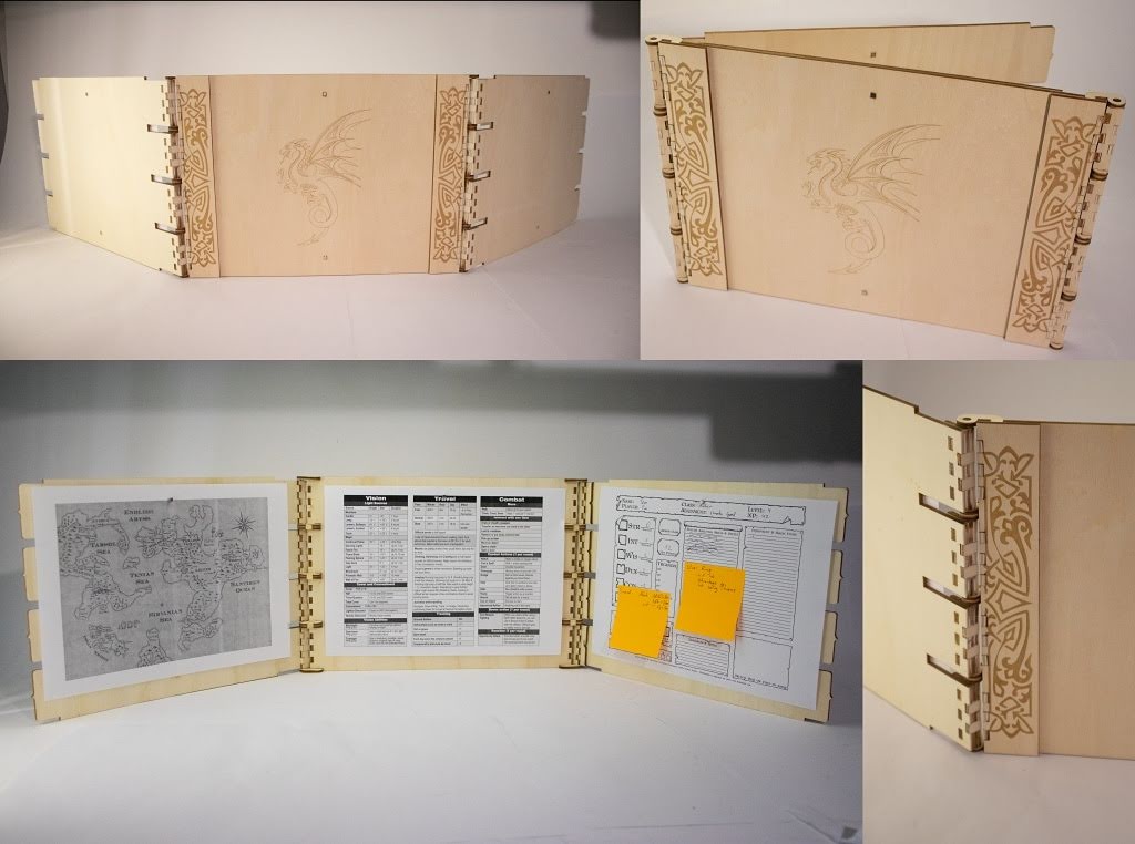 A laser cut D&D game master screen